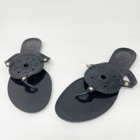 JACK ROGERS Women’s Black GEORGICA Jelly Sandals Whipstiched Round Design Sz 10 - Picture 2 of 10